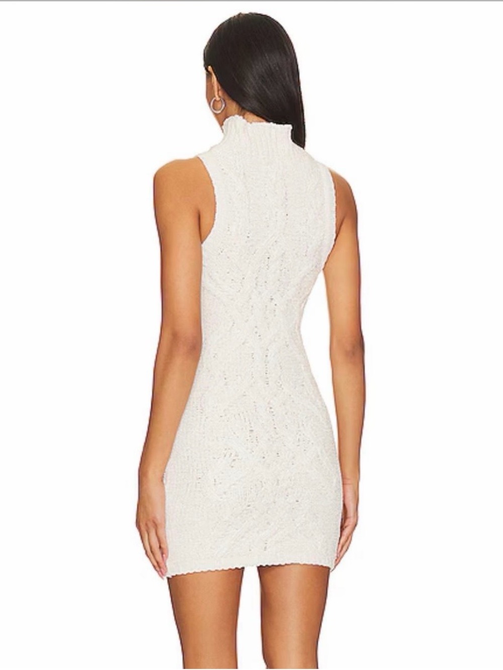 Camila Coelho Sleeveless Turtleneck Knit Mini Dress in Ivory - Picture 3 of 7